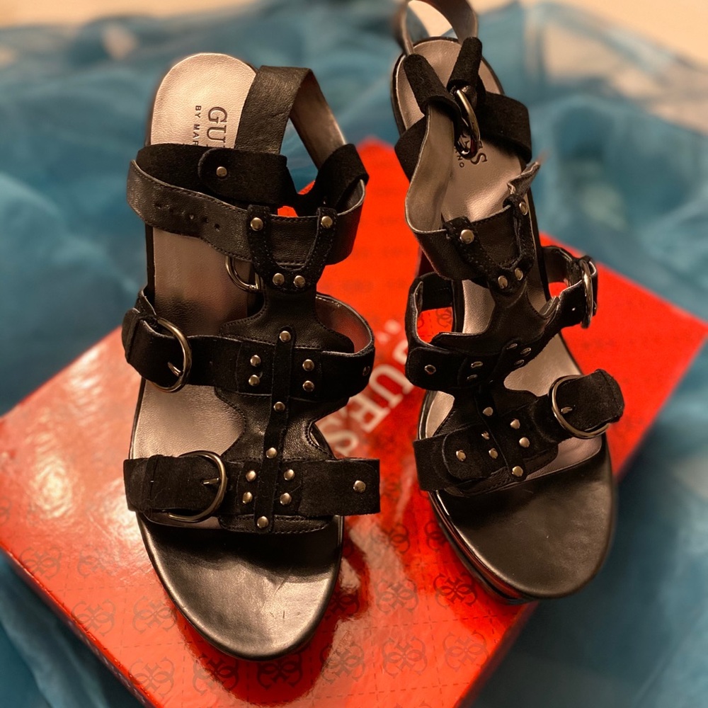 Guess suede and leather studded sandals